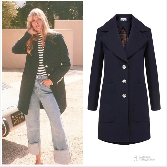 Veronica Beard Grover water repellent cotton dickey coat navy multi NWT - Picture 4 of 11